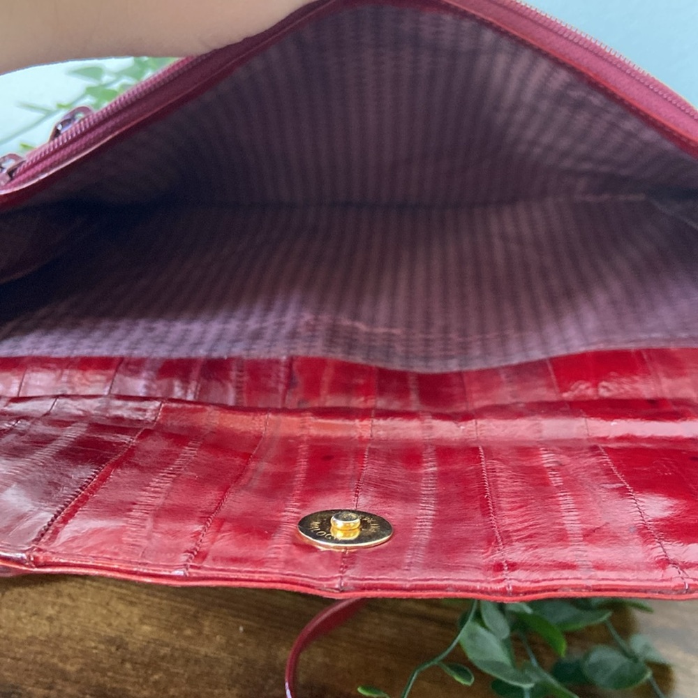 Vintage Red Eel Shoulder Bag or Clutch - Picture 13 of 16